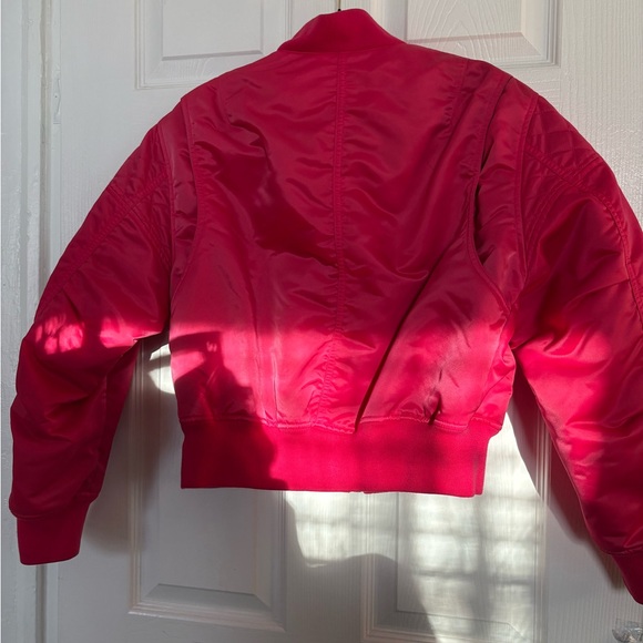 Rag & Bone New York Cropped Hot Pink Bomber Jacket Women’s size Small - Picture 7 of 12
